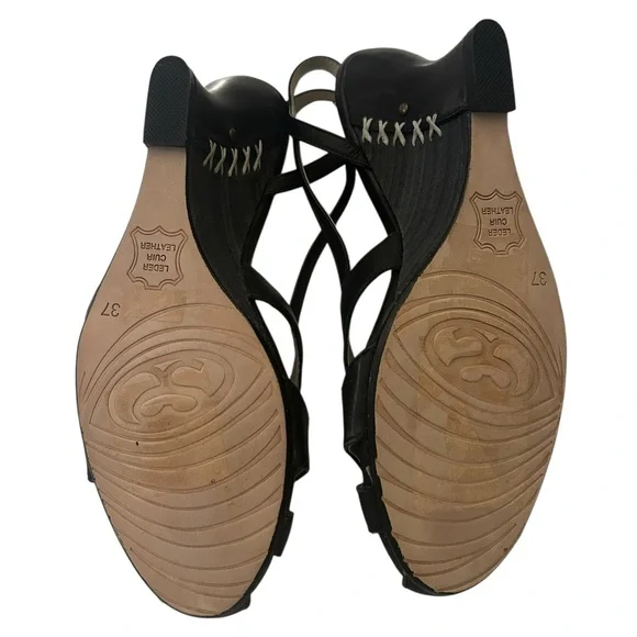 Y2K Millennial Diva Vintage Leather Slingback Woven Cute Cutout Wedge Heel EU 37 - Picture 11 of 16